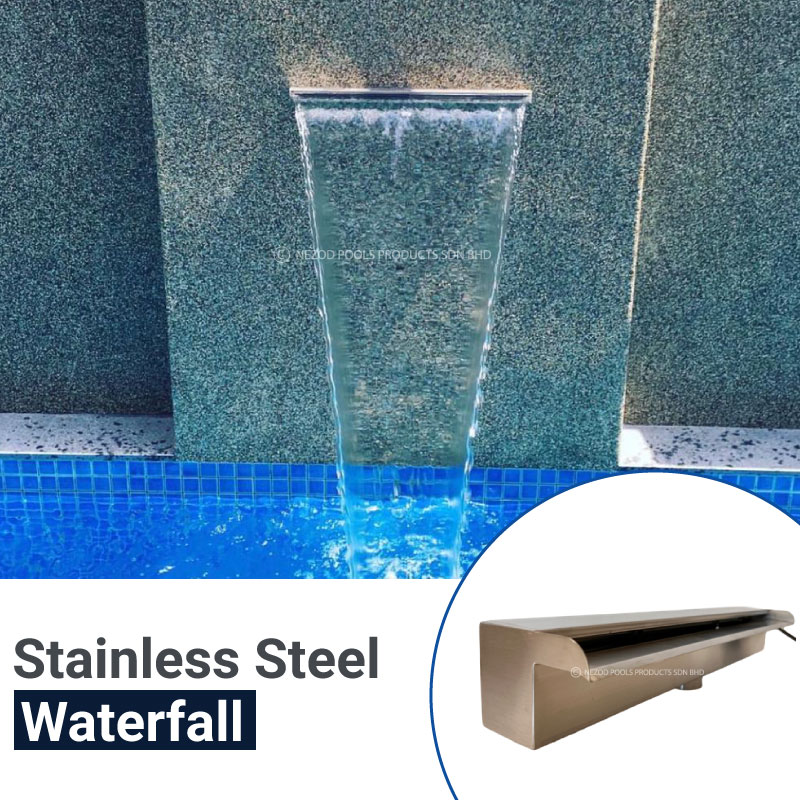 STAINLESS STEEL WATERFALL EFFECT POOL FOUNTAIN WATER FEATURE
